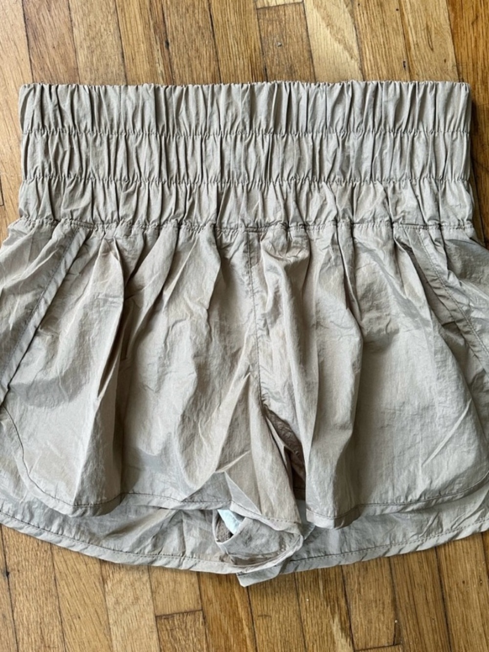 FP Movement by Free People Tan High-Waist Ruched Shorts